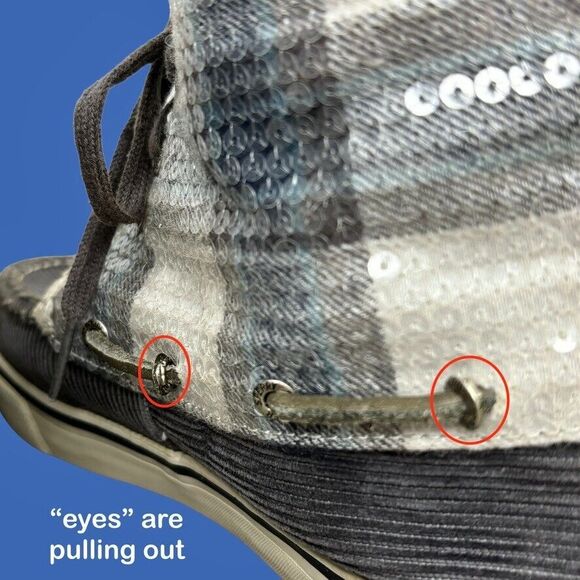 SPERRY TOP-SIDER Acklins Sequin Charcoal Corduroy Ankle Shoes Boot Womens 7M - Picture 9 of 12